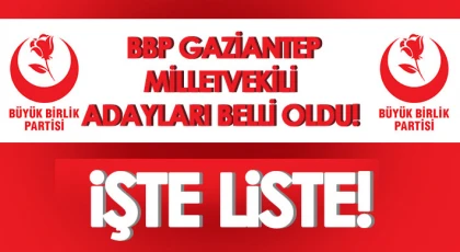 Büyük Birlik Gaziantep Milletvekili Aday listesi belli oldu