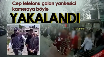 Cep telefonu çalan yankesici kameraya böyle yakalandı