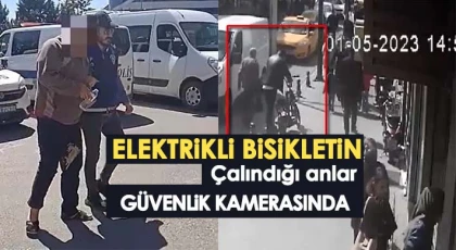 Elektrikli bisikletin çalındığı anlar güvenlik kamerasında