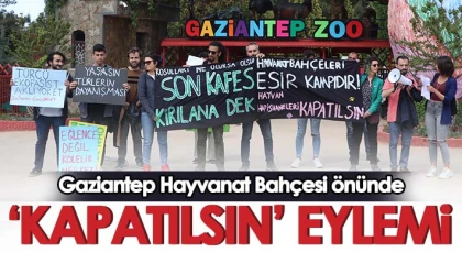 Gaziantep Hayvanat Bahçesi önünde ‘kapatılsın’ eylemi