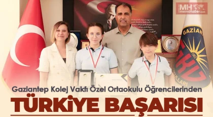 Gaziantep Kolej Vakfı Özel Ortaokulu Öğrencilerinden Türkiye Başarısı