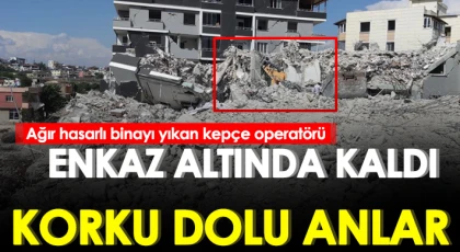 Kendi imkanlarıyla enkazdan çıkan kepçe operatörü hafif yaralandı