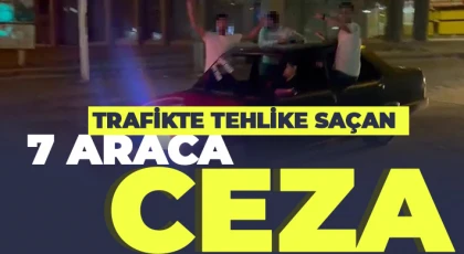 Konvoy oluşturarak trafikte tehlike saçan 7 araca ceza
