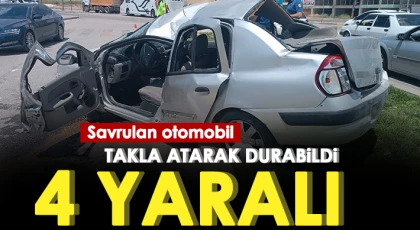 Savrulan otomobil takla atarak durabildi: 4 yaralı