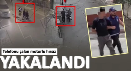 Telefonu çalan motorlu hırsız kameralara yakalandı