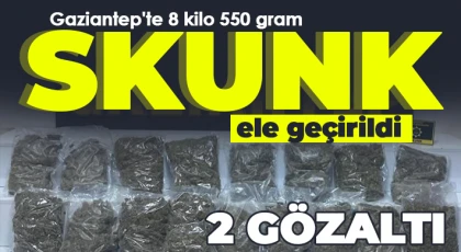 Gaziantep'te 8 kilo 550 gram skunk ele geçirildi: 2 gözaltı