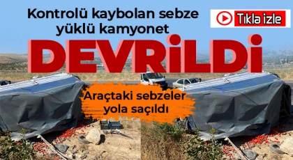 Kontrolü kaybolan sebze yüklü kamyonet devrildi: 2 yaralı