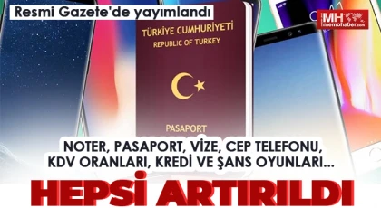 Noter, pasaport ve vize harç ücretlerinde yüzde 50 artış yapıldı