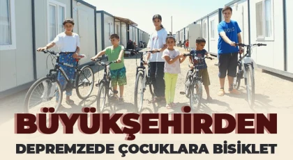 Gaziantep’te depremzede çocuklara bisiklet
