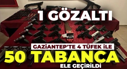 Gaziantep'te 4 tüfek ile 50 tabanca ele geçirildi: 1 gözaltı