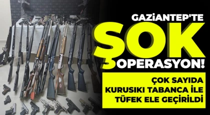 Gaziantep'te çok sayıda kurusıkı tabanca ile tüfek ele geçirildi: 1 gözaltı
