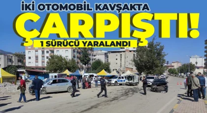  İki otomobil kavşakta çarpıştı, 1 sürücü yaralandı