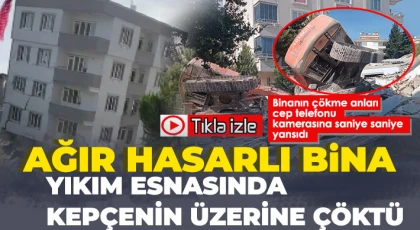 Kepçe enkaz altında kalırken, operatör son anda canını kurtardı