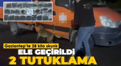 Gaziantep’te 28 kilo skunk ele geçirildi: 2 tutuklama