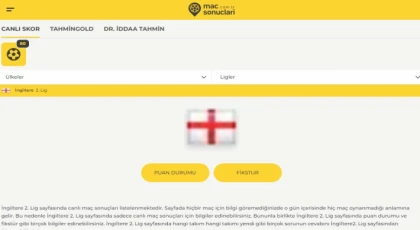 İngiltere 2.Lig Maç Sonuçları Canlı Takip