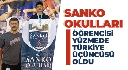 SANKO Okulları öğrencisi yüzmede Türkiye üçüncüsü oldu