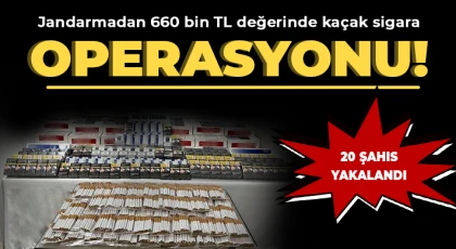 Jandarmadan 660 bin TL değerinde kaçak sigara operasyonu: 20 şahıs yakalandı
