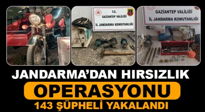 Jandarma’dan hırsızlık operasyonu: 143 şüpheli yakalandı