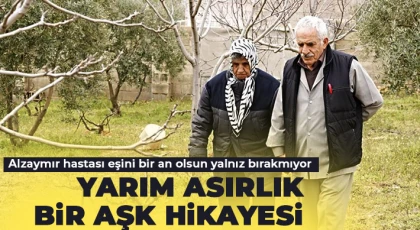 Alzaymır hastası eşini bir an olsun yalnız bırakmıyor