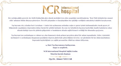 NCR Hastanesi'nden 14 Mart Tıp Bayramı mesajı
