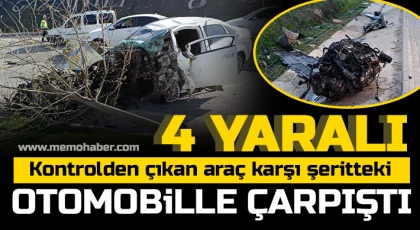 Kontrolden çıkan araç karşı şeritteki otomobille çarpıştı: 4 yaralı