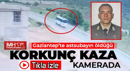 Gaziantep’te astsubayın öldüğü midibüs kazası kamerada