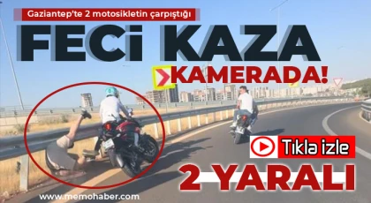 2 motosikletin çarpıştığı feci kaza kamerada: 2 yaralı