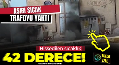 Hissedilen sıcaklığın 42 dereceyi geçtiği Gaziantep'te trafo yandı