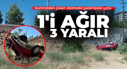 Kontrolden çıkan otomobil şarampole uçtu: 1'i ağır 3 yaralı