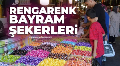 Rengarenk bayram şekerleri Gaziantep'te tezgahları süslemeye başladı