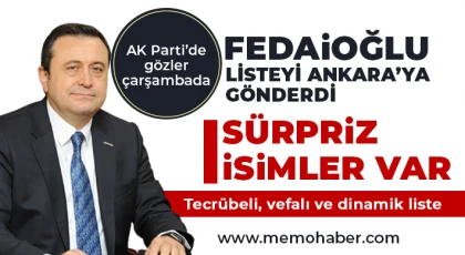 Fedaioğlu listeyi Ankara’ya gönderdi