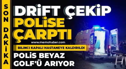 Gaziantep'te drift çekip polise çarptı