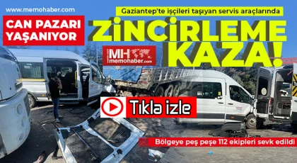 Gaziantep'te işçileri taşıyan servis araçlarında zincirleme kaza