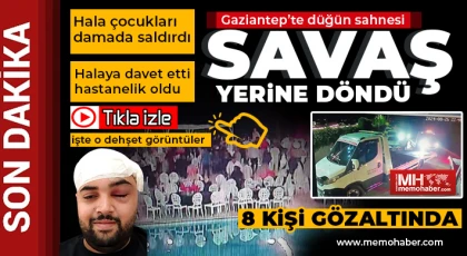 Gaziantep'te gelin aracını hurdaya çevirdiler