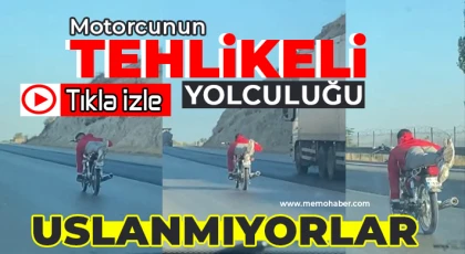 Gaziante'te motorcunun tehlikeli yolculuğu 