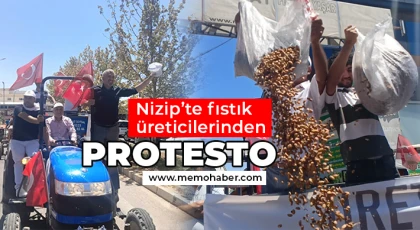 Nizip’te fıstık üreticilerinden protesto
