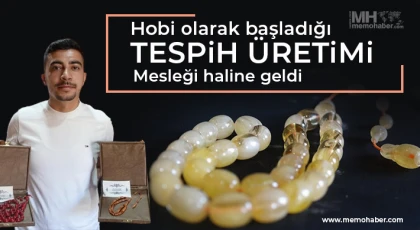 Ürettiği tespihleri Türkiye ve dünyaya satıyor