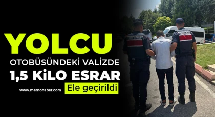 Yolcu otobüsündeki valizde 1,5 kilo esrar ele geçirildi