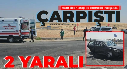 Hafif ticari araç ile otomobil kavşakta çarpıştı: 2 yaralı