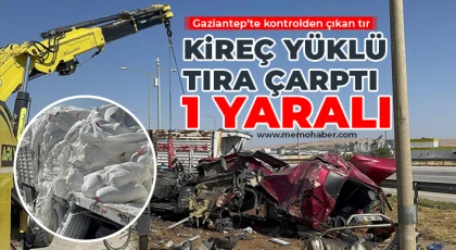 Kontrolden çıkan tır, kireç yüklü tıra çarptı: 1 yaralı