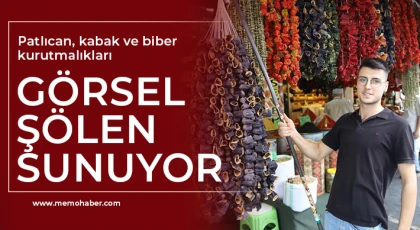 Patlıcan, kabak ve biber kurutmalıkları görsel şölen sunuyor