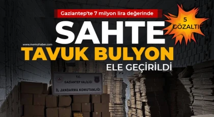  Gaziantep'te 7 milyon lira değerinde sahte tavuk bulyon ele geçirildi: 5 gözaltı