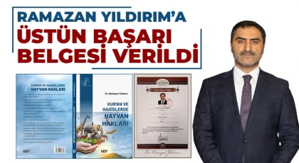 Ramazan Yıldırım’a üstün başarı belgesi verildi