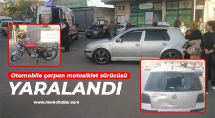  Otomobile çarpan motosiklet sürücüsü yaralandı