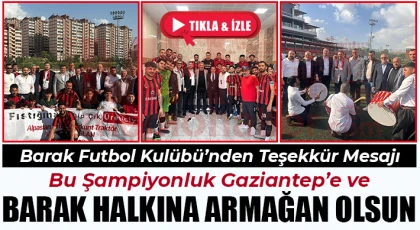 Barak Futbol Kulübü’nden Teşekkür Mesajı