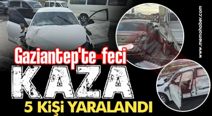 Gaziantep'te karayolunda Kaza: 5 Kişi Yaralandı