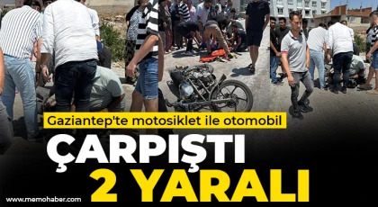 Gaziantep'te motosiklet ile otomobil çarpıştı: 2 yaralı