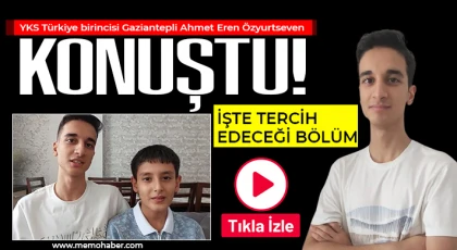 YKS Türkiye birincisi Gaziantepli Ahmet Eren Özyurtseven konuştu