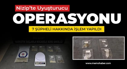 Nizip’te Uyuşturucu Operasyonu: 7 Şüpheli Hakkında İşlem Yapıldı