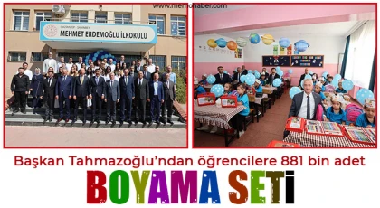 Başkan Tahmazoğlu’ndan öğrencilere 881 bin adet boyama seti